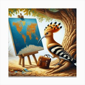 Bird With A Map Canvas Print