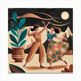 Two Women Dancing In The Desert 2 Canvas Print