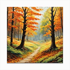 Forest In Autumn In Minimalist Style Square Composition 355 Canvas Print