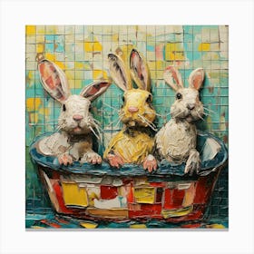 Rabbits In A Tub 3 Canvas Print