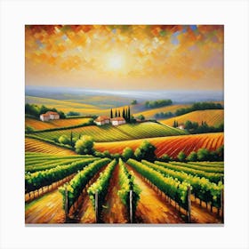 Sunset In The Vineyard 3 Canvas Print