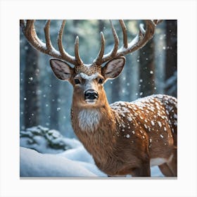 Deer In The Snow 4 Canvas Print