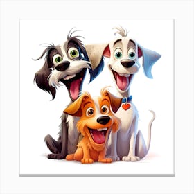 Thee funny dogs Canvas Print