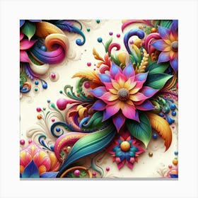 Colorful Floral Pattern 1 Canvas Print