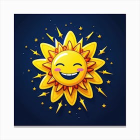 Lovely smiling sun on a blue gradient background 131 Canvas Print