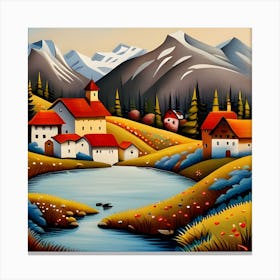 Village In The Mountains Canvas Print