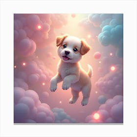 Puppy In The Clouds Canvas Print