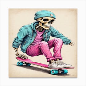 Skateboarder Skeleton Canvas Print