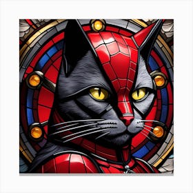 Cat, Pop Art 3D stained glass cat superhero limited edition 34/60 Canvas Print