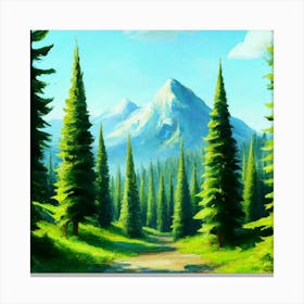 Path To The Mountains trees pines forest 11 Canvas Print