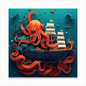 Octopus In The Sea Canvas Print