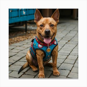 Dog Wearing A Harness Canvas Print