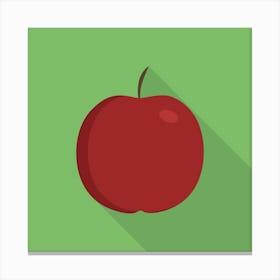 Red Apple Icon In Flat Long Shadow Design 1 Canvas Print