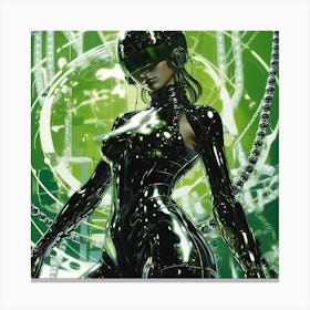 Green Cyborg Girl Canvas Print