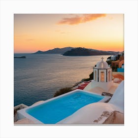 Mykonos Ocean view sunset 3 Canvas Print