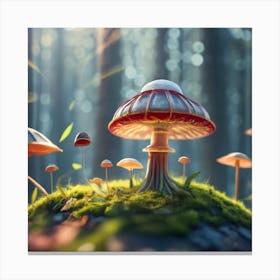 Mushrooms In The Forest Canvas Print