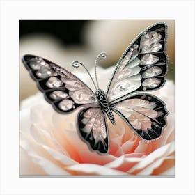 Butterfly On A Rose Canvas Print