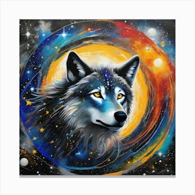 Wolf In Space Canvas Print