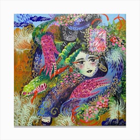 The girl with the dragon Canvas Print