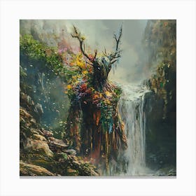 The Spirit of the Wild - Floral Tree God by the Falls Canvas Print