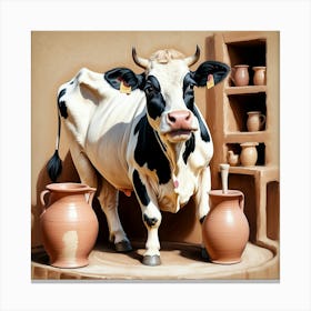 Cow In A Pot Canvas Print