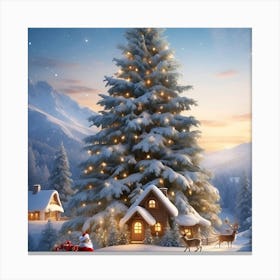 Christmas Tree In The Snow Canvas Print