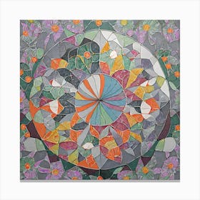 Firefly Beautiful Modern Intricate Floral Yin And Yang Japanese Mosaic Mandala Pattern In Gray, And Canvas Print