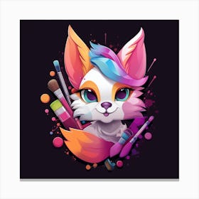 Cute Fox Painting Canvas Print