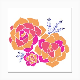 Succulent Flower Orange & Pink Canvas Print