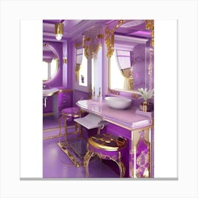 Purple And Gold Bathroom Canvas Print