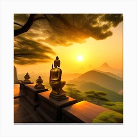 Buddha Statue At Sunrise Canvas Print