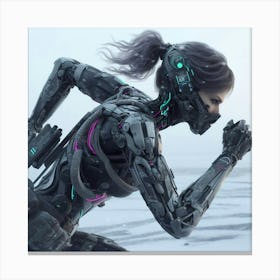 Robot Girl Running Canvas Print