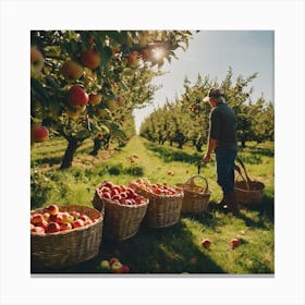 Apple Picking In The Orchard Canvas Print