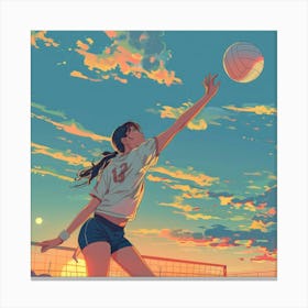 Volleyball Girl, Anime Girl, Person, Person Canvas Print