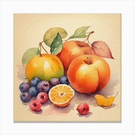 Watercolor Of Fruit Canvas Print