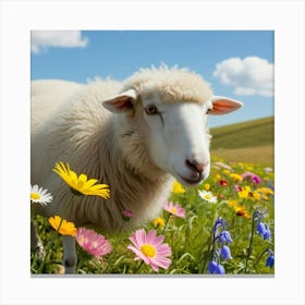 Sheep In A Meadow Canvas Print