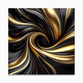 Abstract Gold And Black Fluid Swirl Canvas Print
