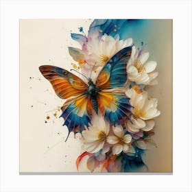 Butterfly And Flowers 4 Canvas Print