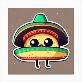 Mexican Taco With Mexican Sombrero Sticker 2d Cute Fantasy Dreamy Vector Illustration 2d Flat (32) Canvas Print