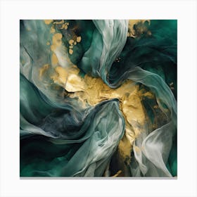 Emerald Gold Flow 12 Canvas Print