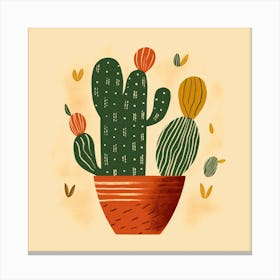 Rizwanakhan Simple Abstract Cactus Non Uniform Shapes Petrol 69 Canvas Print