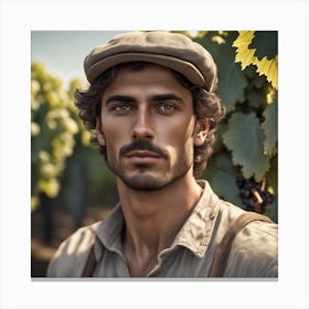 Man In A Vineyard Canvas Print