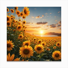 Sunflowers At Sunset Canvas Print