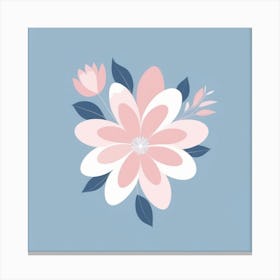 A White And Pink Flower In Minimalist Style Square Composition 78 Canvas Print
