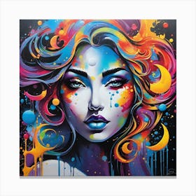 Girl With Colorful Hair 3 Canvas Print