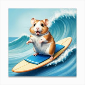 Hamster On A Surfboard 3 Canvas Print