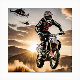 Dirt Biker In The Air Canvas Print