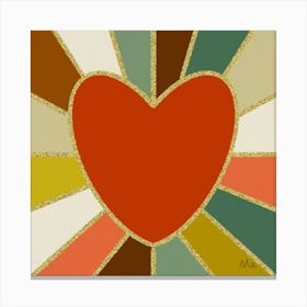 Retro Heart Burst Canvas Print