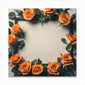 Frame With Orange Roses 1 Canvas Print