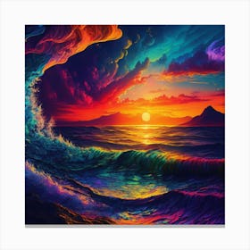 Sunset Over Ocean Canvas Print